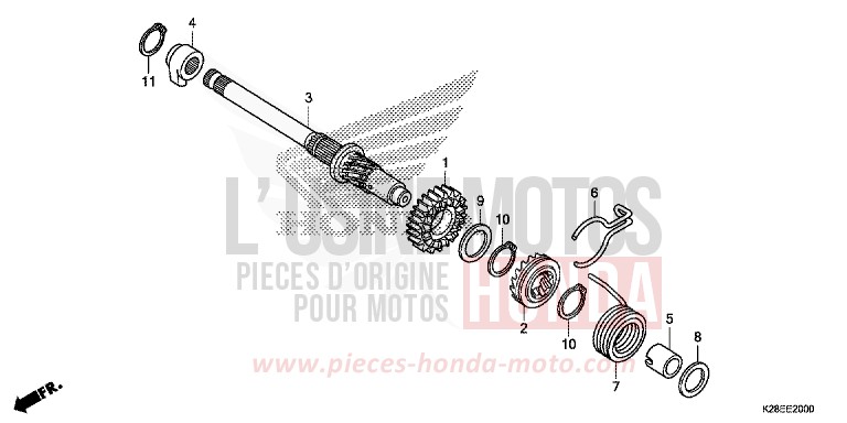 AXE DE KICKSTARTER de CRF125F "Petites Roues" EXTREME RED (R292) 2024